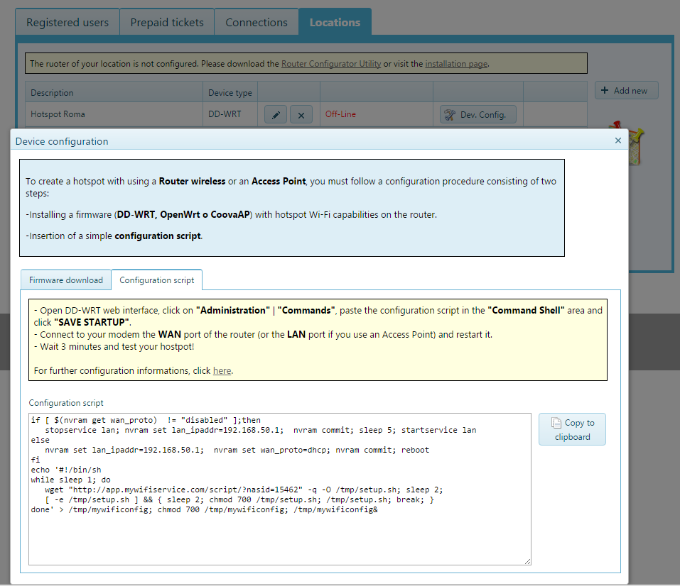 Configuration script. Save Router config to NVRAM.